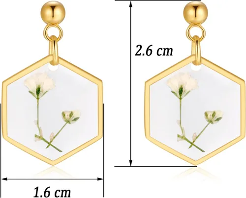 Vista 81 de Forget-Me-Not and Queen Anne's Lace Pressed Wildflower Earrings Pressed Flower Earrings Handmade Drop and Dangle Earrings Gift for Woman