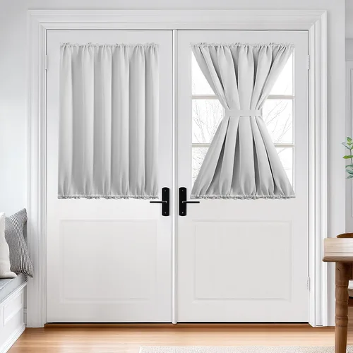 Vista 24 de Deconovo Cortinas opacas para puerta, bolsillo para cortinero y cortinas de bloqueo con aislamiento térmico para dormitorio, 137.16 x 189.2 cm, azul