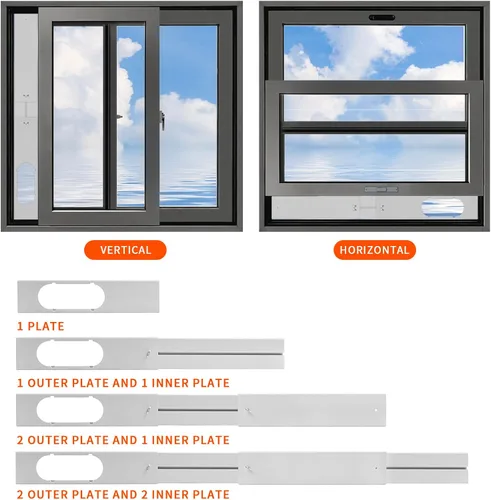 Vista 3 de Kit de ventilación de ventana de CA portátil con manguera de 59 pulgadas, sello de ventana de CA de 5.9 pulgadas, ajustable para ventanas correderas