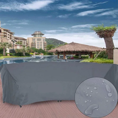 Vista 2 de Funda para muebles de patio, resistente al agua, curva, a prueba de polvo, para sofá, muebles de interior y exterior, juego de sofá de media luna