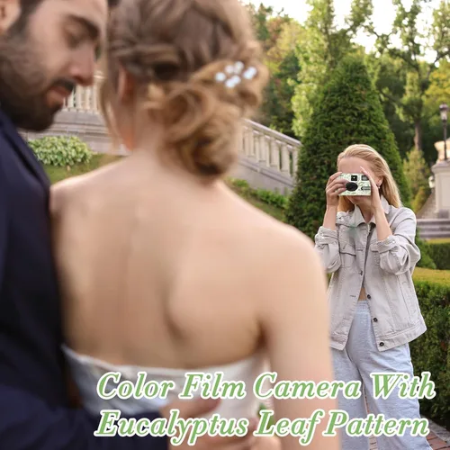 Vista 7 de Paquete de 6 cámaras desechables a granel para bodas, eucalipto de un solo uso de 1.378 in de película desechable con flash, ISO 400 17 exposiciones