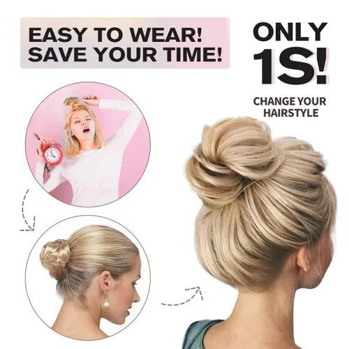 Vista 9 de Moño de Cabello Humano 100%, Moño Desordenado Pieza de Cabello Extensiones de Cabello Humano Real Moño de Cabello Rizado Natural Piezas de Cabello