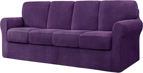 Vista 107 de CHUN YI Fundas para sofá de 7 piezas, lavables, fundas elásticas para sofá de 3 cojines con respaldo y fundas de cojín separados, protector