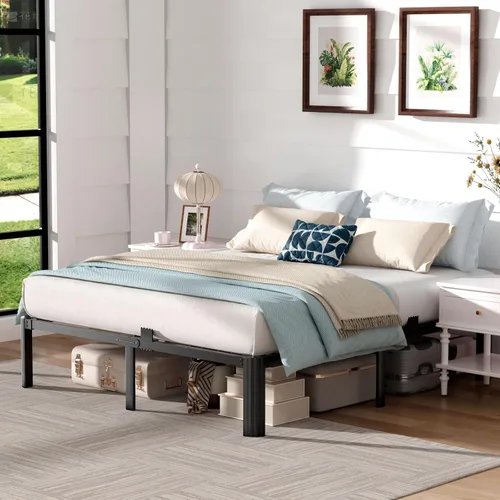 Vista 8 de Base de cama individual de 14 pulgadas, 3500 libras, plataforma de metal resistente sin ruido con retenedores de tapones de colchón, compatible