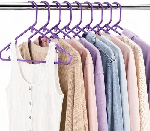 Vista 39 de SereneLife Paquete de 10 perchas de plástico negro para almacenamiento