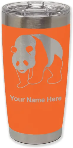 Vista 11 de LaserGram Vaso aislado al vacío de 20 onzas, oso panda, grabado personalizado incluido (negro)