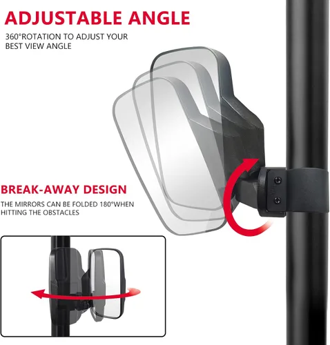 Vista 3 de Motobiker Espejos Laterales UTV con Jaula de Barra Antivuelco de 1.75" o 2" Pulgadas, Espejo Lateral de Vista Trasera Ajustable Compatible