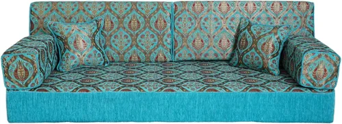 Vista 9 de arabicsofa Cojín de suelo árabe turquesa - Juego de sofá Jalsa con almohadas, sofá tradicional oriental para el suelo, sofá otomano