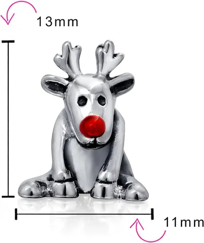 Vista 3 de Fun Caribou Elk Christmas Holiday Rudolph Red Nose Rudolph - Abalorio de cristal brillante para mujeres y adolescentes, chapado en oro de 14