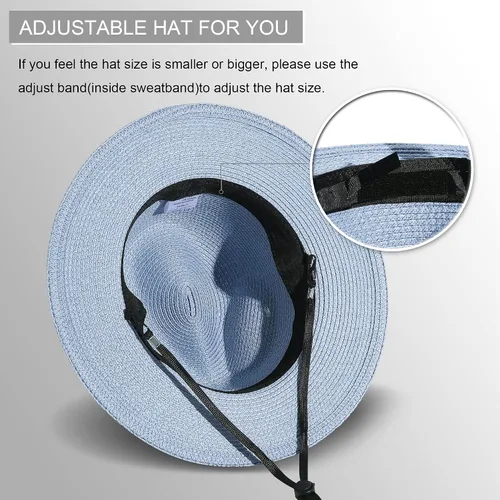 Vista 62 de Lanzom - Sombrero de paja playero para mujer, de ala ancha, plegable, estilo Fedora, UPF50+