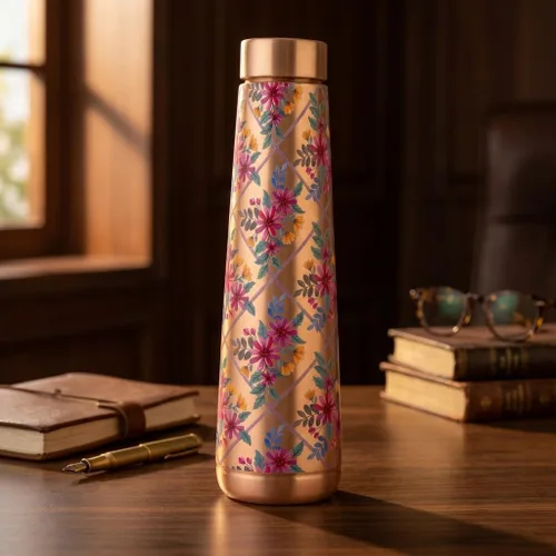 Vista 5 de Pure Copper Water Bottle - 32 Oz - Handcrafted Ayurvedic Vessel Royal Fuchsia
