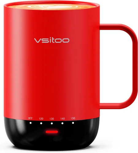 Vista 10 de Vsitoo S3 Pro - Taza de café autocalentable de 16 onzas con sensación automática que se calienta a 120-150 ℉ 2-4 Hour Battery, 5400mAh, IPX7