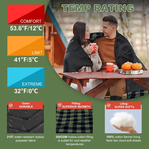 Vista 6 de XL Queen Size Double Sleeping Bag for 2 Adults Camping