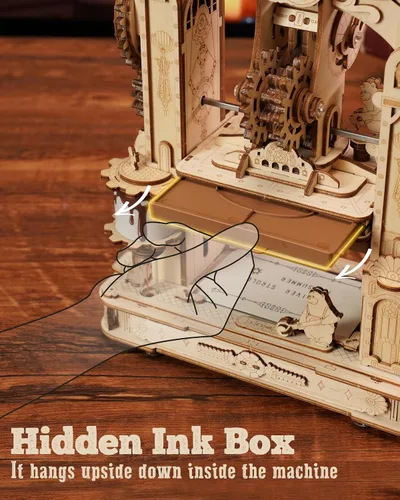 Vista 5 de ROBOTIME Rompecabezas de madera de prensa de impresión, rompecabezas 3D para adultos y adolescentes, modelo mecánico de madera para construir, casa