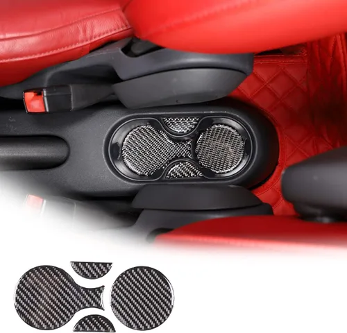 Vista 2 de HAPPYHORSE Adhesivo de fibra de carbono para automóvil compatible con Fiat 500 2010-2019, calcomanía de fibra de carbono real, accesorios