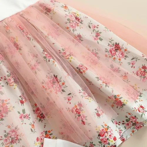 Vista 4 de Conjunto de vestido de Pascua para bebé y niña, diseño de conejito halter, de malla, calentadores de piernas