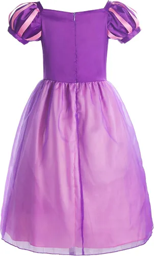 Vista 3 de ReliBeauty - Disfraz de vestido de princesa con mangas abullonadas para niñas., Morado_1(con accesorios)
