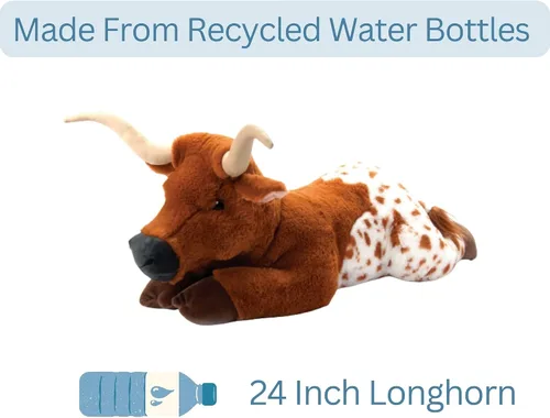 Vista 5 de The Petting Zoo Longhorn - Peluche de animales de peluche, regalos para niños, animales salvajes de Onez, juguete de peluche de cuerno largo, 24