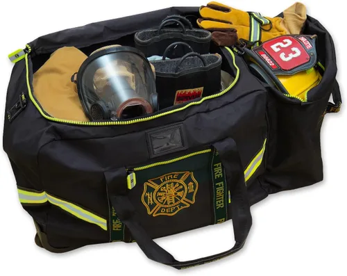 Vista 4 de Lightning X Fireman's Value Edition XL - Bolsa de equipo de bomberos con ruedas, bolsillo para casco y cruz de maltesa para primera respuesta Negro