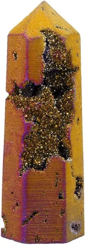 Vista 4 de Rockcloud Rock Quarz - Varita de cristal curativo galvanizado, punto 6 prisma facetado, prisma facetado, figura tallada de piedra de Reiki
