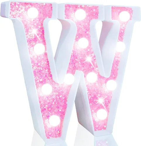 Vista 26 de Pooqla Luces de números de marquesina, números de luz rosa para niñas de 10.º cumpleaños, funciona con pilas, luz nocturna de número con purpurina