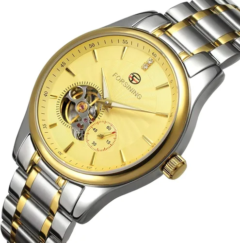 Vista 6 de FORSINING Reloj analógico de acero inoxidable de lujo para hombre