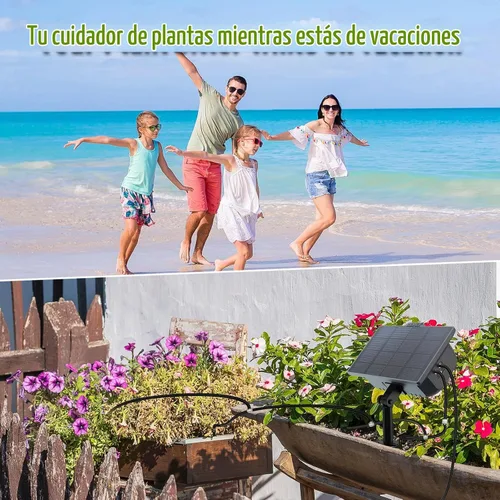 Vista 7 de RAINPOINT Kit de riego automático solar compacto programable para plantas, funciona con interior y exterior, bomba de riego por goteo de riego Gris