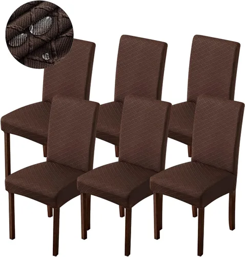 Vista 26 de Genina Fundas impermeables para sillas de comedor, fundas para sillas Parsons de cocina, fundas para sillas Parsons (beige, 2 piezas)