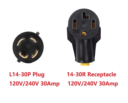 Vista 2 de ONETAK NEMA L14-30P a 14-30R 120V/240V 30 Amp 4 clavijas macho bloqueo giratorio a 4 clavijas hembra receptáculo secador soldador cargador EV