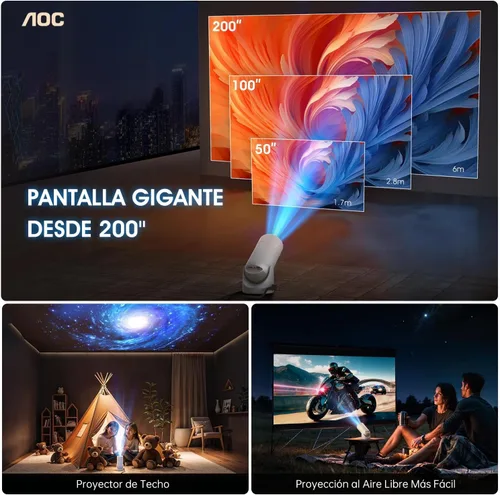 Vista 7 de AOC Mini proyector con WiFi y Bluetooth, proyector inteligente Full HD 4K compatible con ajuste de rotación de 180°, 220 ANSI, 8000 lúmenes