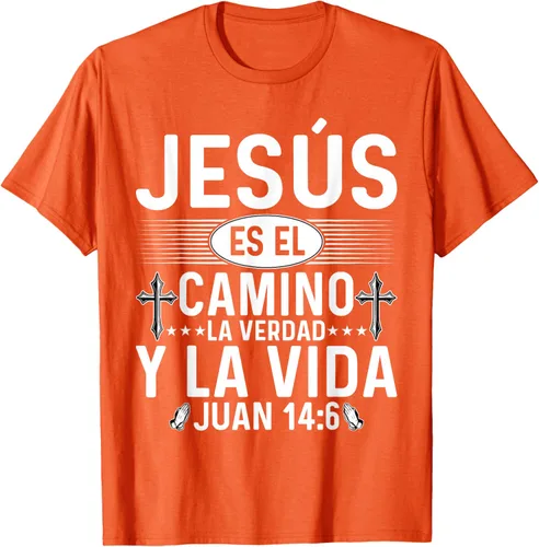 Vista 45 de Camisetas Cristianas en español Versículos Biblia Juan 14:6 Camiseta, Negro, S