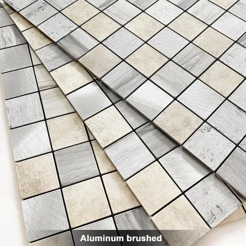 Vista 2 de BeNice - Azulejos de metal para salpicaduras de despegar y pegar, madera rústica, gris, 10