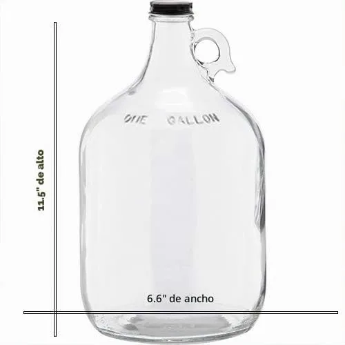 Vista 5 de Jarra de vidrio transparente de 1 galón (128 oz) con tapa de 1.496 in - Paquete de 6 Envío rápido el mismo día