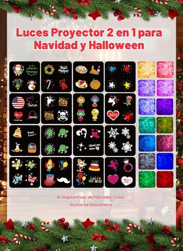 Vista 2 de Proyector de luces de Navidad para exteriores, 26 efectos HD (ondas oceánicas 3D + patrones), impermeables, con temporizador, luces de proyector