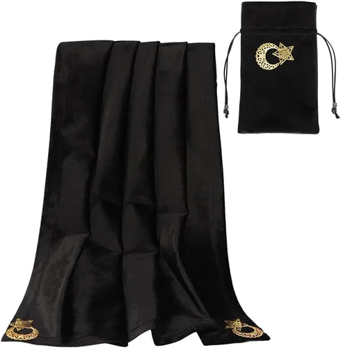 Vista 35 de BLESSUME Wicca - Mantel de tarot con bolsa de tarot, cuadrado, terciopelo de adivinación, color negro, 24.4 x 24.4 pulgadas
