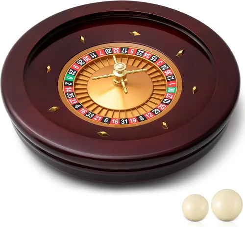 Vista 8 de Leyndo Rueda de ruleta de madera de 20 pulgadas con 4 bolas de ruleta, rodamientos de precisión de grado casino, ruleta, mesa giratoria