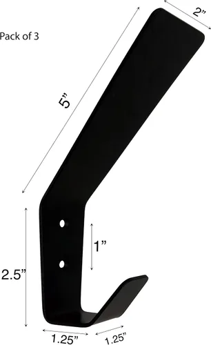 Vista 2 de Tetra-Teknica Home Essentials - Gancho de pared de metal, negro mate, paquete de 3