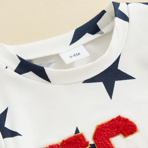 Vista 5 de Conjunto de camisa y pantalones cortos de estrellas para el 4 de julio para bebé niño y niña