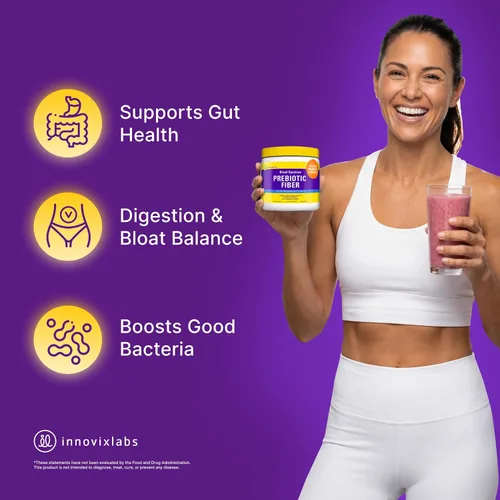 Vista 2 de InnovixLabs Polvo de fibra prebiótica para la salud digestiva e intestinal, suplemento de alta fibra para mujeres y hombres, fabricado con raíz