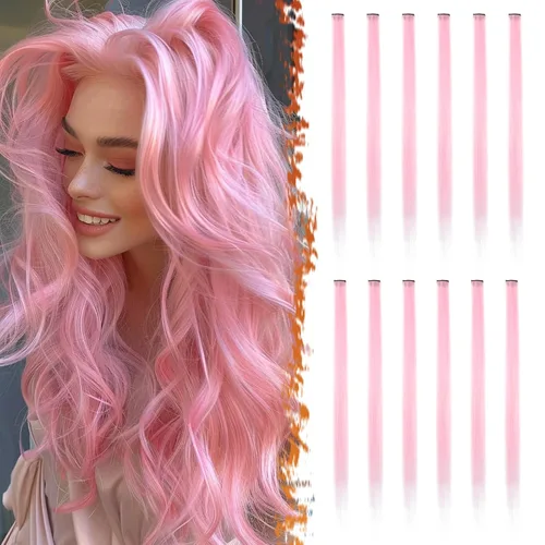 Vista 21 de BARSDAR Extensiones de cabello negro con clip, extensiones de cabello con clip de color para mujer, 22 pulgadas, 12 piezas, extensiones sintéticas