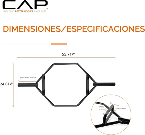 Vista 4 de CAP Barbell - Barra olímpica de trampa Varias opciones de agarre