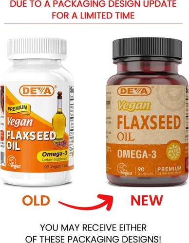 Vista 2 de Deva Suplemento vegano de aceite de linaza omega-3, 1000 mg por porción, prensado en frío y sin refinar, alternativa al aceite de pescado