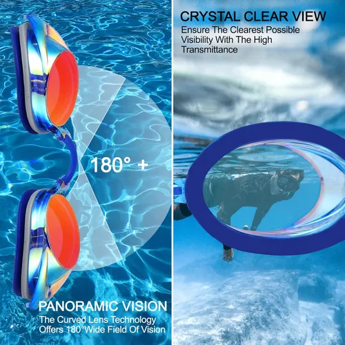 Vista 4 de Gafas de natación, paquete de 2 gafas de natación con protección UV antivaho para adultos, hombres, mujeres, jóvenes