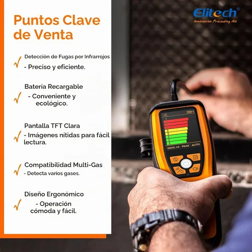 Vista 5 de Elitech Detector de fugas de refrigerante infrarrojo ILD-200 max Detección de fugas HVAC/R de alta precisión, vida útil del sensor de 10 años