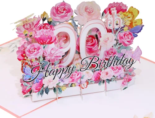 Vista 8 de PENTA ANGEL Tarjeta de felicitación de feliz cumpleaños 30 con diseño de flores 3D, regalo de cumpleaños de 30 años con sobre en blanco para su
