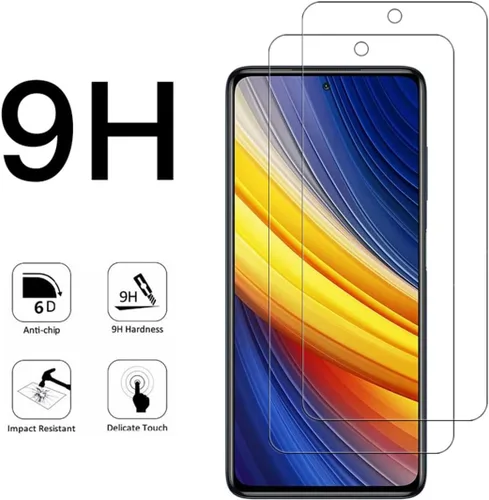 Vista 5 de Protector de pantalla transparente HD para Xiaomi Poco X3 Pro 2021 de vidrio templado - [Paquete de 2] Protector de pantalla antiarañazos de dureza