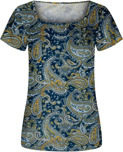 Vista 4 de Camisetas de verano para mujer, elegantes e informales, con cuello cuadrado, estampado floral, lindas camisetas de ajuste holgado, blusas cómodas