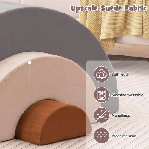 Vista 4 de INFANS Juguetes de Escalada para Niños Pequeños, Juego de Bloques de Escalada de Espuma de 3 Piezas con Forma de Arcoíris para Juegos en Interiores