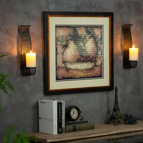 Vista 3 de Sziqiqi Portavelas de Pared Decorativo Apliques de Vela - Portavelas de Pilar Montados en la Pared para Sala de Estar, Baño, Granja, Boda - Juego