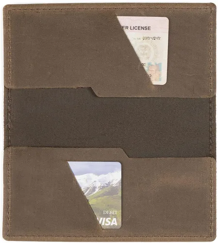 Vista 3 de Funda de cuero para chequera Café Oscuro billetera estilizada